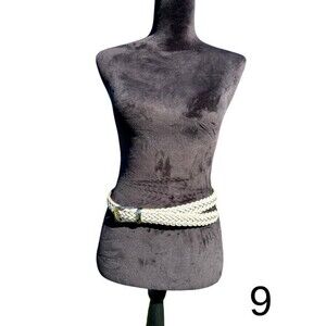 Simply Basic - Genuine Leather - White Casual Wear Braided Belt - Comfy Size M/L